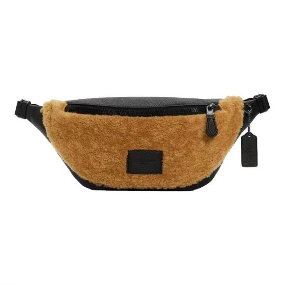 Nwt Coach men Warren Belt Bag shearling - Picture 1 of 4